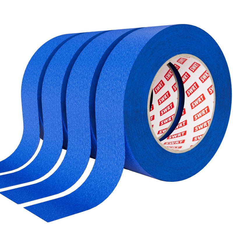 SWRT Blue Painters Tape 1 Inch Wide, 4 Rolls x 55 Yards (220 Yards Total) – Clean Removal Painters Tape for Sharp Paint Lines, Multi-Surface Masking Tape for Walls, Trim & Home Painting Projects - Image 1